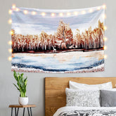 Lofaris Winter Elk Forest Lake Fairytale Landscape Custom Tapestry
